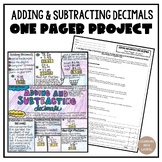 One Pager Project- Adding & Subtracting Decimals