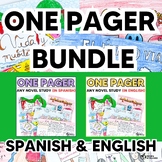 One Pager Project For any Novel Study Spanish & English Ve