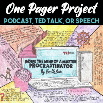 Preview of One Pager Project: Summarize ANY Podcast, Speech, or Ted Talk (Media Analysis)