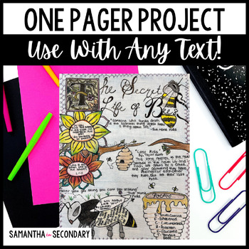 Preview of One Pager Project for Any ELA Text Worksheets Included