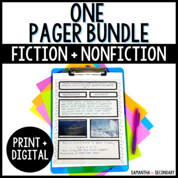 Preview of One Pager Template Bundle for Fiction and Nonfiction Reading Projects