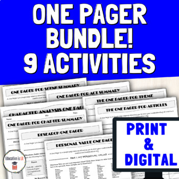Preview of Print & Digital One Pager Bundle for Books, Plays, Current Events & More