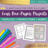 ELA One Pagers for any Text: 4 Template Packet