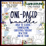One Pagers: Back to School, Thanksgiving, Holiday, New Yea