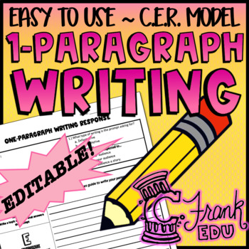 Preview of One-Paragraph CER Writing Organizer with Prompt Analysis & Sentence Starters