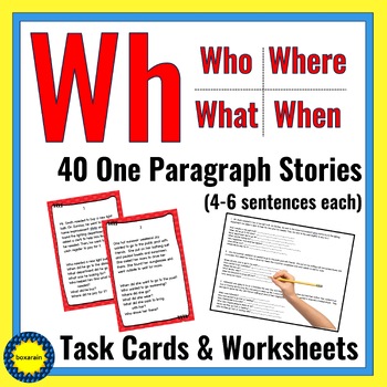 Preview of One Paragraph Stories with WH Questions | 4-6 Sentences Each | 40 Stories!