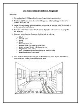 Preview of One Point Perspective Bedroom Assignment