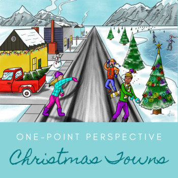 Preview of One-Point Perspective Christmas Towns