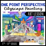 One Point Perspective Cityscape Painting Art Lesson