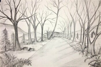 one point perspective landscape drawing