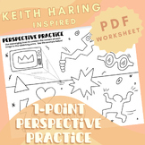 One Point Perspective Practice Worksheet | Keith Haring Inspired
