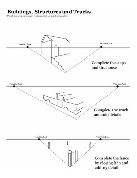 One-Point and Two-Point Perspective Worksheet Packet by Jewels | TpT