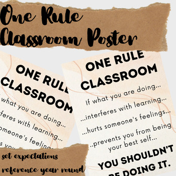 Preview of One Rule Classroom Poster