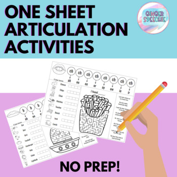 Preview of One Sheet Articulation Activities | No Prep | Must Have Speech Therapy