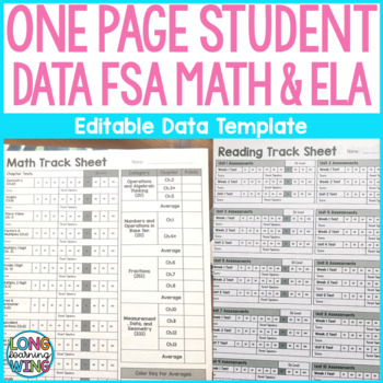 Preview of One Sheet Data Tracker Student Template for FSA Math and Benchmark Advance