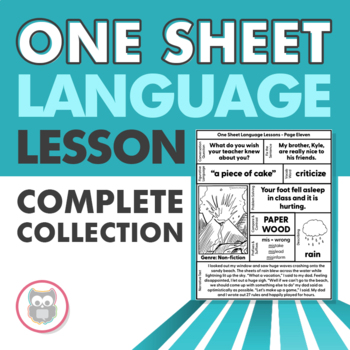 Preview of One Sheet Language Lesson BUNDLE | No Prep, Groups, Printables | Speech Therapy