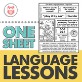 One Sheet Language Lessons - No Prep Speech Therapy Printables