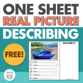 Preview of One Sheet Real Picture Describing - Speech Therapy Freebie