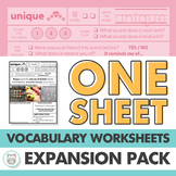 One Sheet Vocabulary Worksheets Expansion Pack | Language 