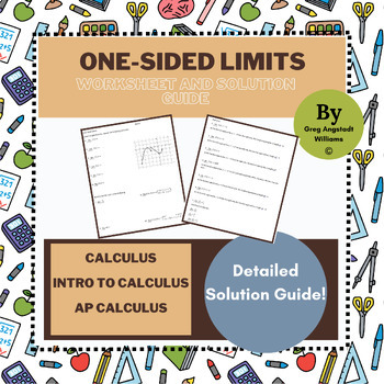 One Sided Limits Worksheet By Greg Angstadt Williams TPT