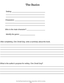 One Small Dog by Johanna Hurwitz Reading Comprehension and Study Guide