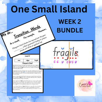 Preview of One Small Island : Week 2 Fluency, Vocabulary & Exten, Grammar & Writing Bundle