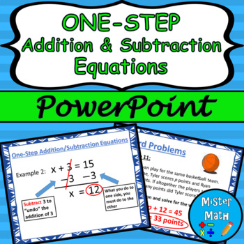 Preview of One-Step Addition & Subtraction Equations PowerPoint Lesson