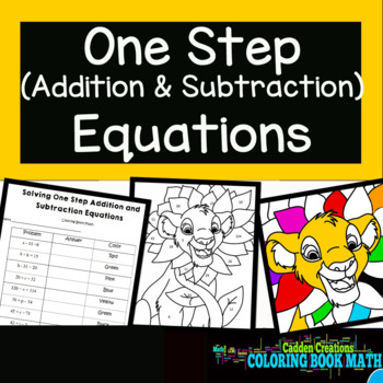 Preview of One Step Addition and Subtraction Equations Coloring Book Math