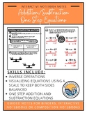 One Step Addition and Subtraction Equations Guided Notes