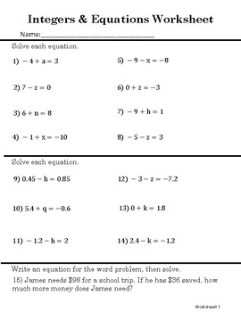 Preview of One-Step Algebra Problems - Dynamic Algebra Practice Series - Set 1