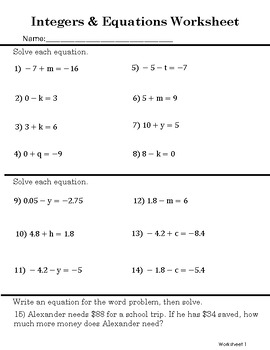 One-Step Algebra Problems - Dynamic Algebra Practice Series - Set 2