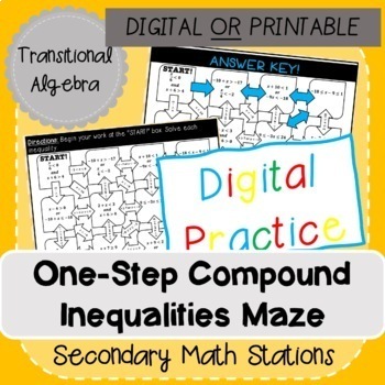 Preview of One-Step Compound Inequalities Maze (Digital and Printable)