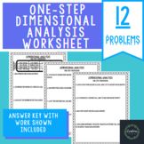 One-Step Dimensional Analysis Worksheet - Key Included