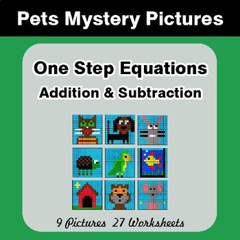 One Step Equation - Addition & Subtraction - Color-By-Number Math Mystery Pictures