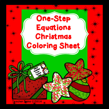 Preview of One-Step Equation Christmas Coloring Sheet