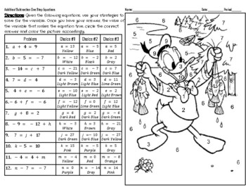 Preview of One Step Equations w/ Integers Coloring Worksheets (7)