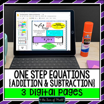 Preview of One Step Equation Digital Lesson Addition and Subtraction for Google Slides™