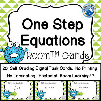 Preview of One Step Equations BOOM Cards plus Printable Task Cards