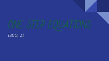 Preview of One Step Equation- Full Lesson