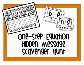 Preview of One-Step Equation Hidden Message Scavenger Hunt