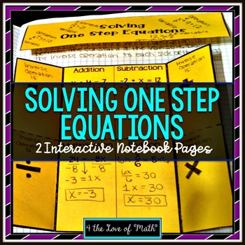 Preview of One Step Equation Interactive Notebook Page and Practice Sheet