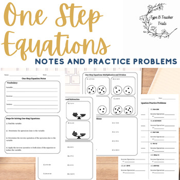 Preview of One-Step Equation Notes