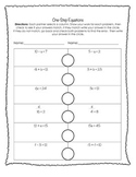 One-Step Equations Partner Activity