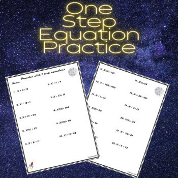 Preview of One Step Equations Worksheet | Practice for 6th Grade Math Students