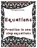 One-Step Equation Practice:  Homework or Worksheets