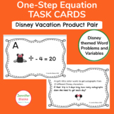 One Step Equation Task Card Pair Pack ( Theme Park Vacation)