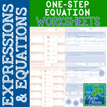 Preview of One-Step Equation Worksheets