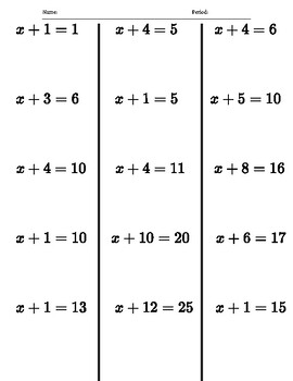 Preview of One-Step Equation Worksheets (Set of 2)