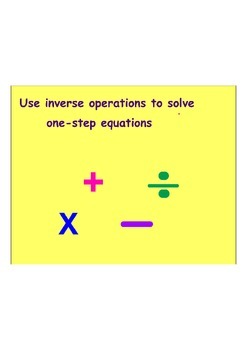 Preview of One Step Equations