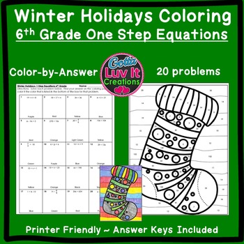 Preview of Christmas Math Winter Math Solving Equations One Step Equations No Negatives